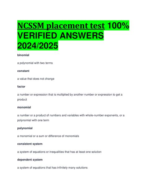 ncssm placement tests